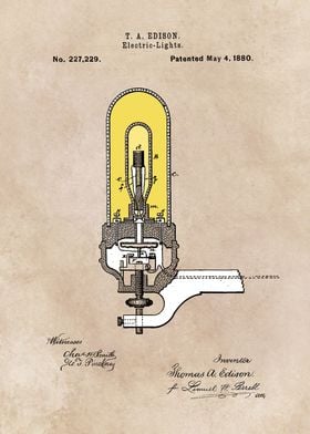 patent - Edison - Electric Lights - 1880