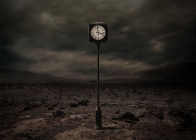 clock in desert field