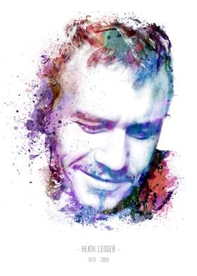 The iconic Heath Ledger done in a water color digital i ... 