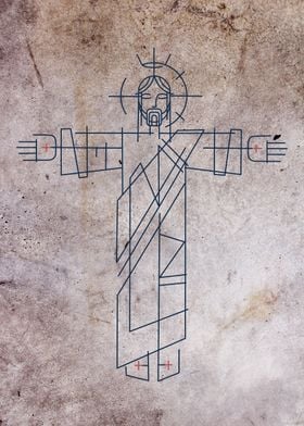 Illustration or drawing of Jesus Christ in a minimalist ... 