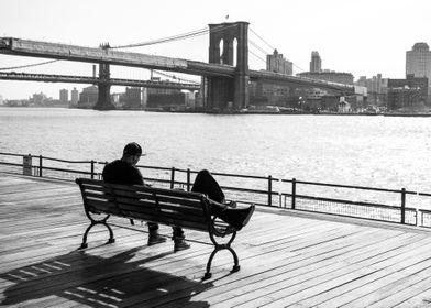 Lovers near Brooklyn Bridge New York