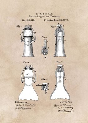 patent - Putnam Bottle-Stopper and Fastener - 1879