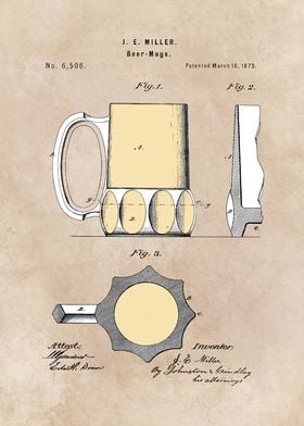 patent - Beer Mugs - Miller - 1873