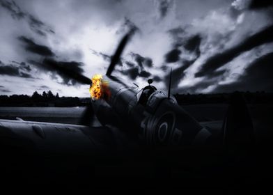 Supermarine Spitfire engine flame