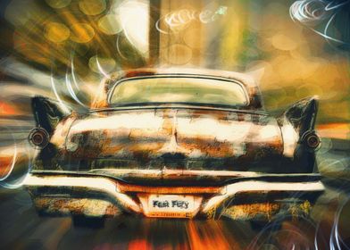 Photo art creation of vintage car in motion