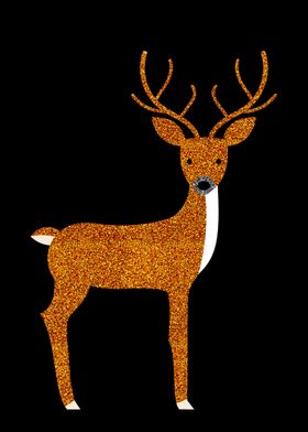 GLITTER DEER IIb. Deer silhouette with gold and silver  ... 