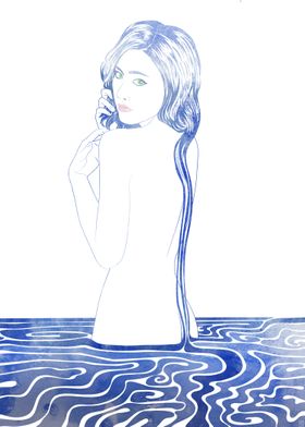 Water Nymph LXXVII - A mythological sea nymph rendered  ... 