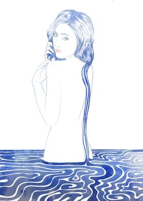 Water Nymph LXXVII - A mythological sea nymph rendered  ... 