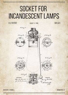 Socket for Incandescent Lamps U.S. Patent #565,541 on o ... 