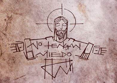 Hand drawn illustration or drawing of Jesus Christ and  ... 