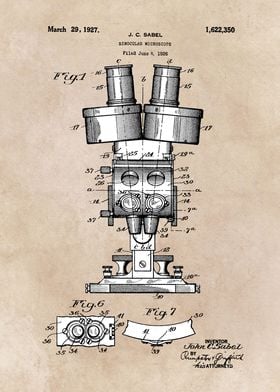 patent art Sabel Binocular Microscope 1926