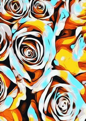 blue orange white and yellow roses texture abstract bac ... 