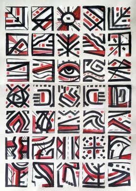 Hand drawn illustration of different indigenous symbols ... 