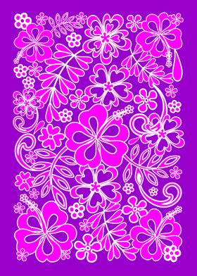 Hibiscus Pink and Purple Pattern 
