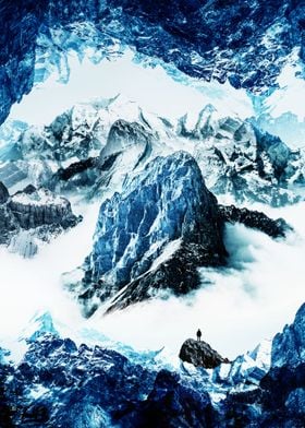A frozen mountain landscap