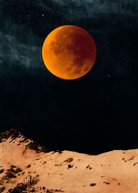 Bloodmoon over mountains