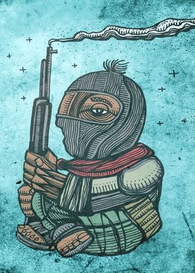 Hand drawn illustration or drawing of a zapatist mexica ... 