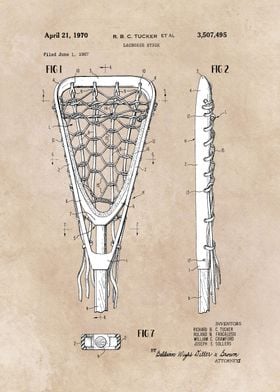 patent art Tucker Lacrosse stick 1967