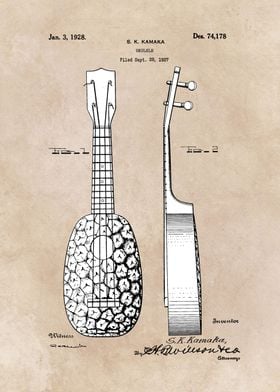 patent art Kamaka Ukulele 1927