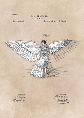 patent art Spalding Flying Machine 2 1889