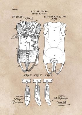 patent Spalding Flying Machine  1889 