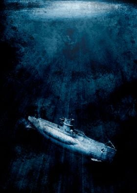 German Type VII U-Boat or Submarine travelling underwat ... 