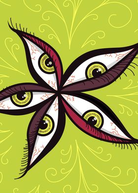 Vector illustration of a flower made of tired green eye ... 