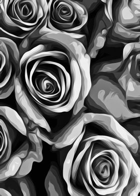 drawing and painting roses texture in black and white