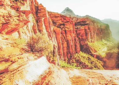 mountain view at Zion national park, USA with summer su ... 