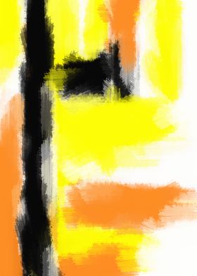 orange yellow and black painting abstract with white ba ... 