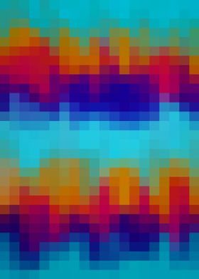 red orange blue green pixel abstract background