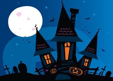 New in shop : Halloween poster with house.