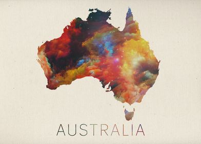 Watercolor Map of Australia.
