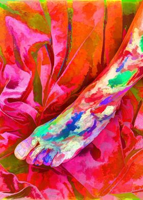 Woman's foot with colors