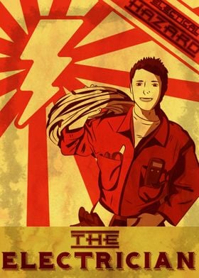 Soviet Themed image of an electrician