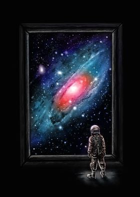 Looking Through a Masterpiece -  An astronaut looking ... 