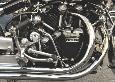 close up of a british motorcycle VINCENT