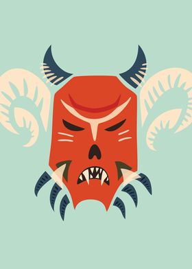 Vector illustration of a monster mask with two sets of  ... 