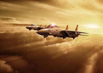 F14 Tomcats and the setting sun