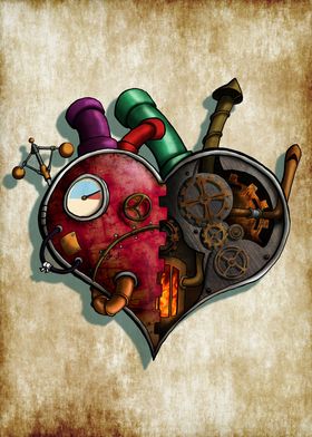 A gorgeous clockwork heart print, with just a hint of t ... 