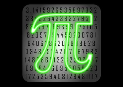 A neon, green pi symbol to celebrate Pi Day.