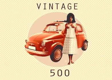 Woman and car vintage Italian symbol