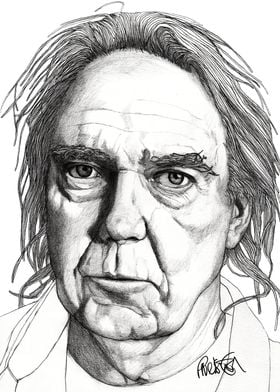 Neil Young The Original illustration is on A4 fine grai ... 