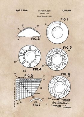 patent art Feinbloom Contact Lens 1938