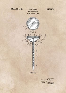 patent art Ford Meat Termometer 1939