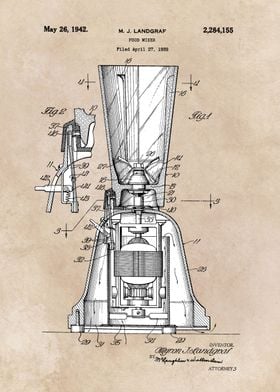 patent art Landgraf Food Mixer 1939