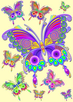 Butterfly Colorful Tattoo Style Pattern