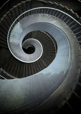 Spiral stairs in grey tones