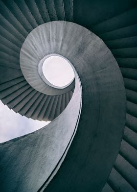 Grey spiral stairs