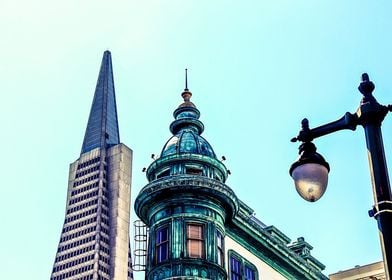 pyramid building and vintage style building at San Fran ... 